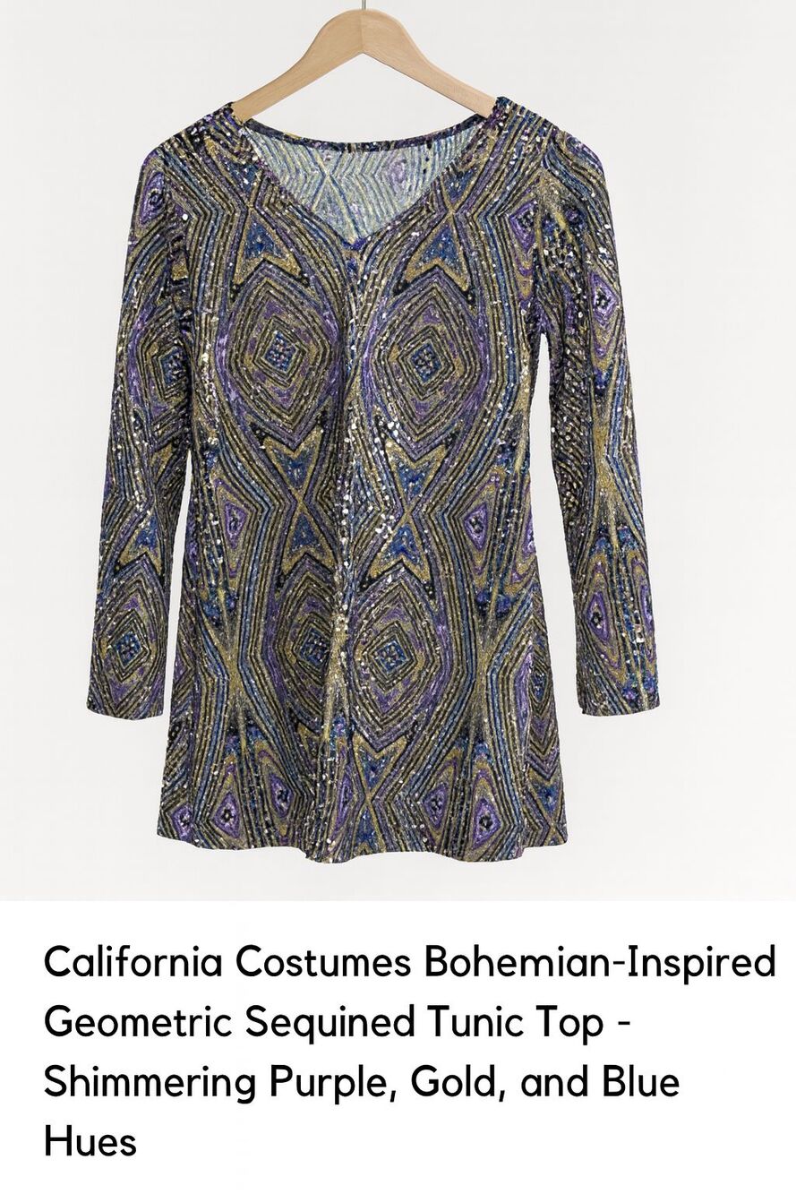 California Costume 70's, hippie, disco, shiny, top, shirt, blouse XL